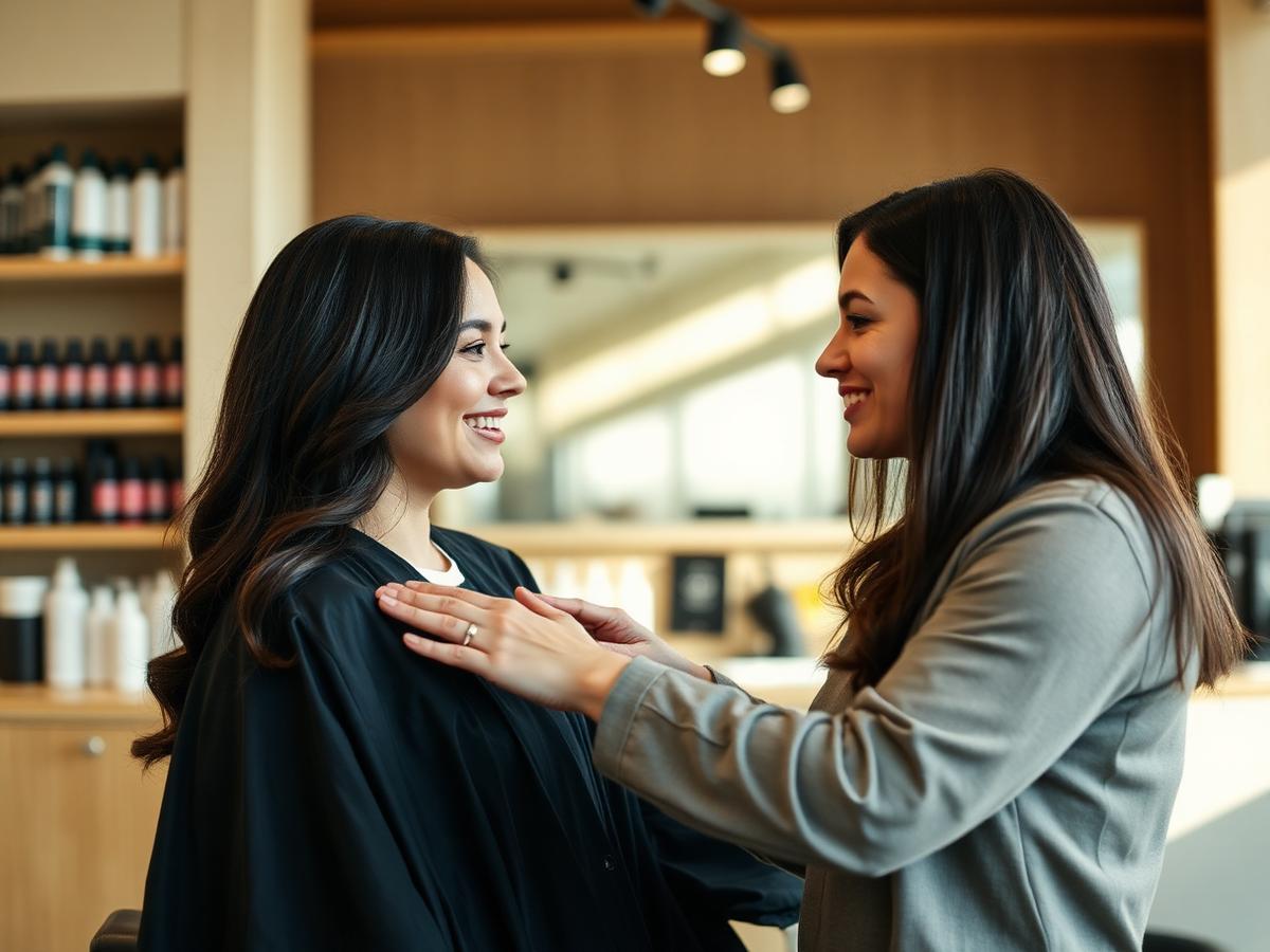 Stylist and client in a salon